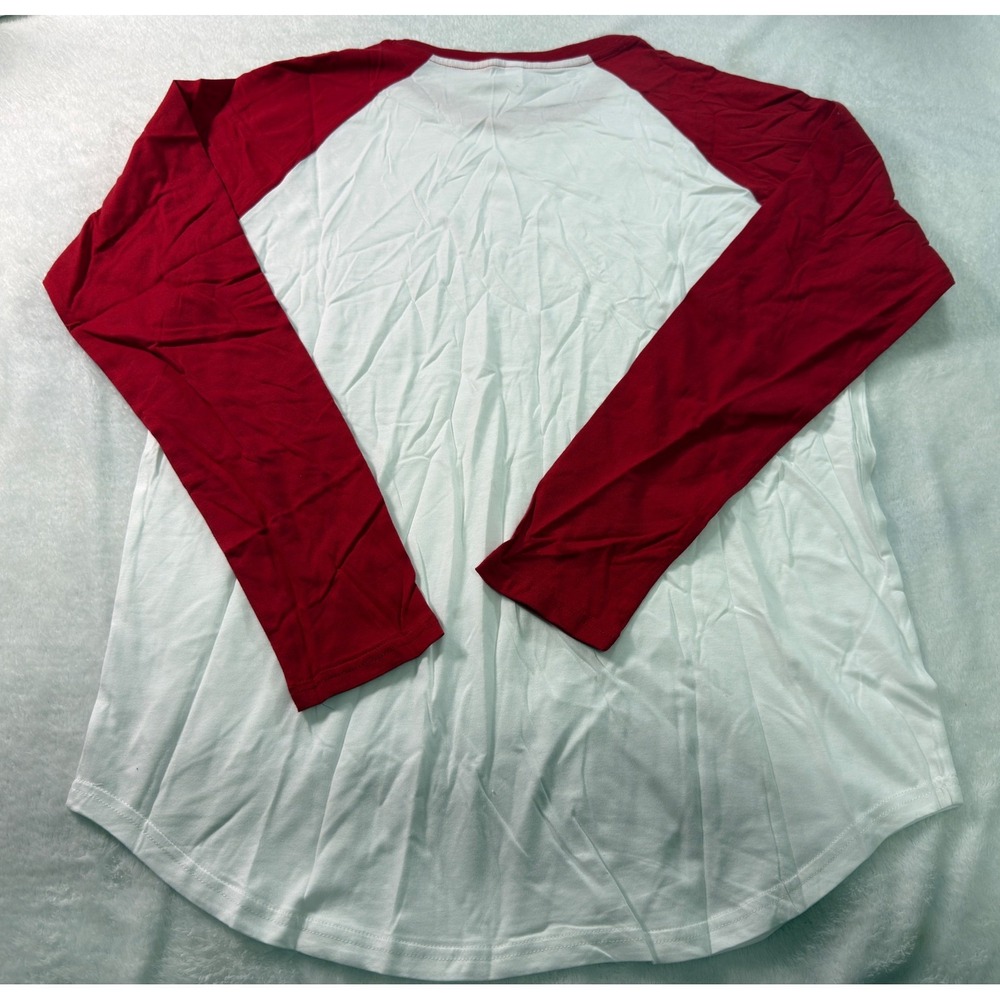 Royal Avalon Mens XL Baseball Tee White Red Long Sleeve Raglan Cotton T-Shirt - Picture 6 of 8